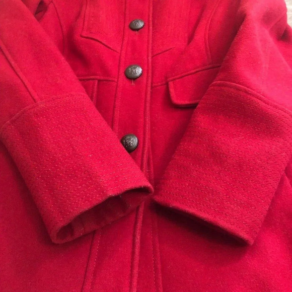 Guess XS Women's Red Wool-Blend Jacket with Hood  Vintage 80s Retro Style - Picture 12 of 12